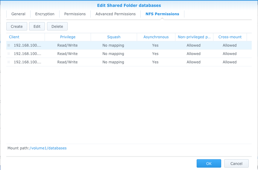 Synology NFS Settings