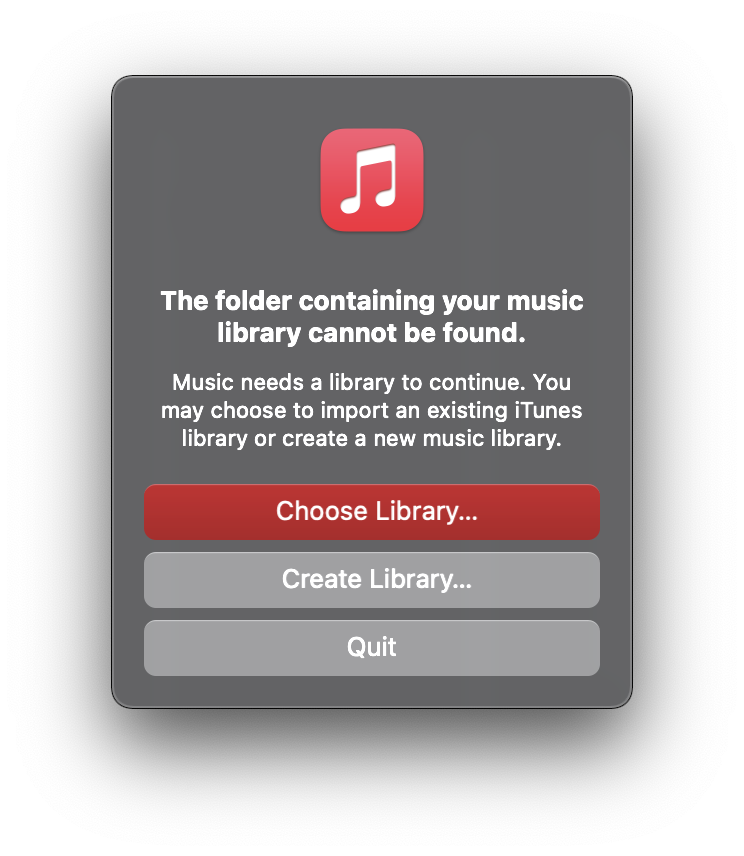 Apple Music Library Selection screen